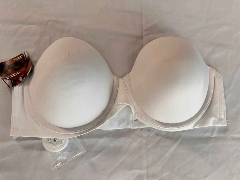 Maidenform Strapless Convertible Bra 38C White Molded Cups Removable Straps